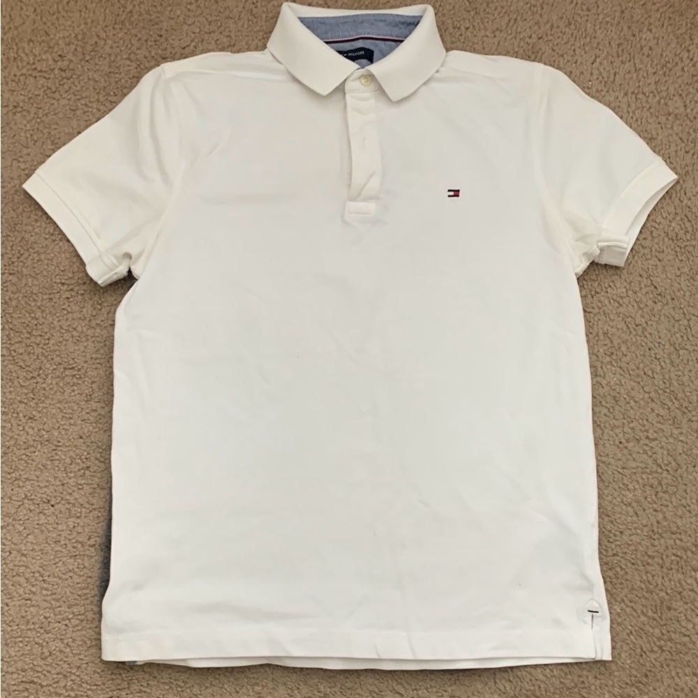 Tommy Hilfiger White Polo Shirt Classic Cotton Casual